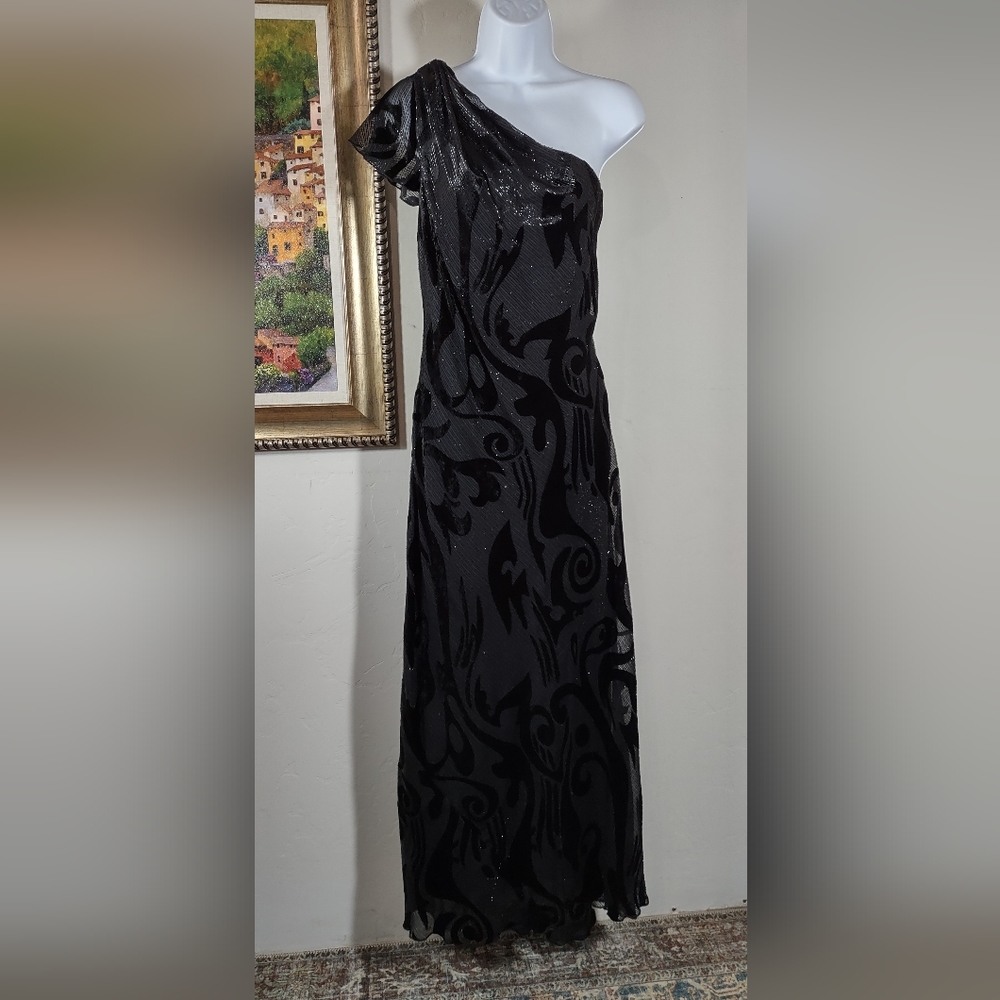 J S Collections One Shoulder Evening Dress